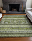 Southwest Green Washable Indoor-Outdoor Rug