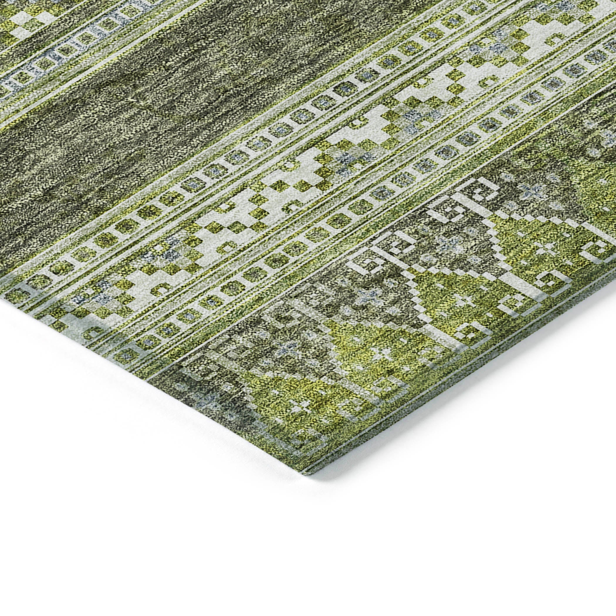 Southwest Green Washable Indoor-Outdoor Rug