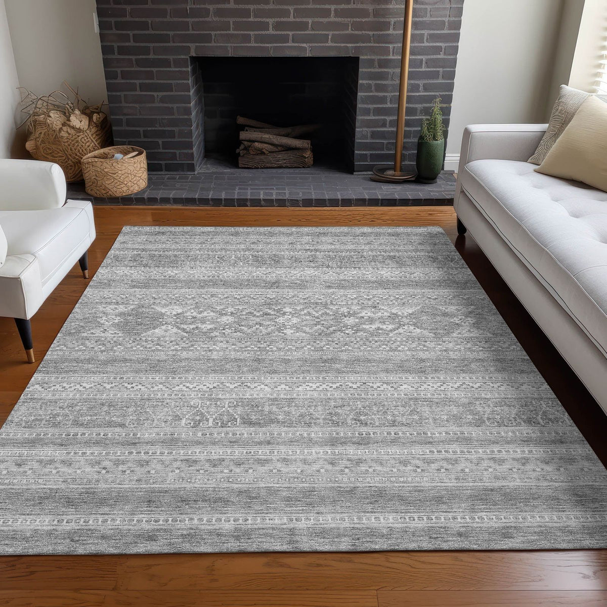Addison Rugs Southwest Grey Washable Indoor-Outdoor Rug
