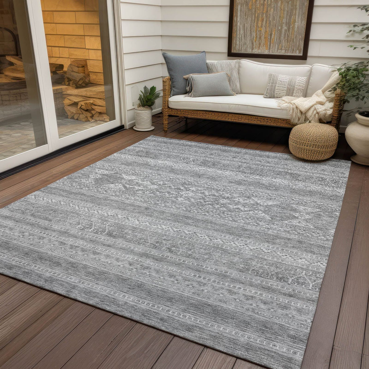 Addison Rugs Southwest Grey Washable Indoor-Outdoor Rug