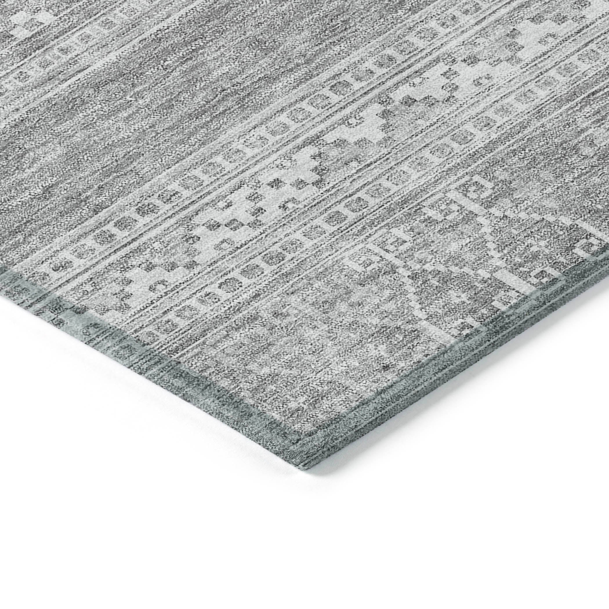 Southwest Grey Washable Indoor-Outdoor Rug