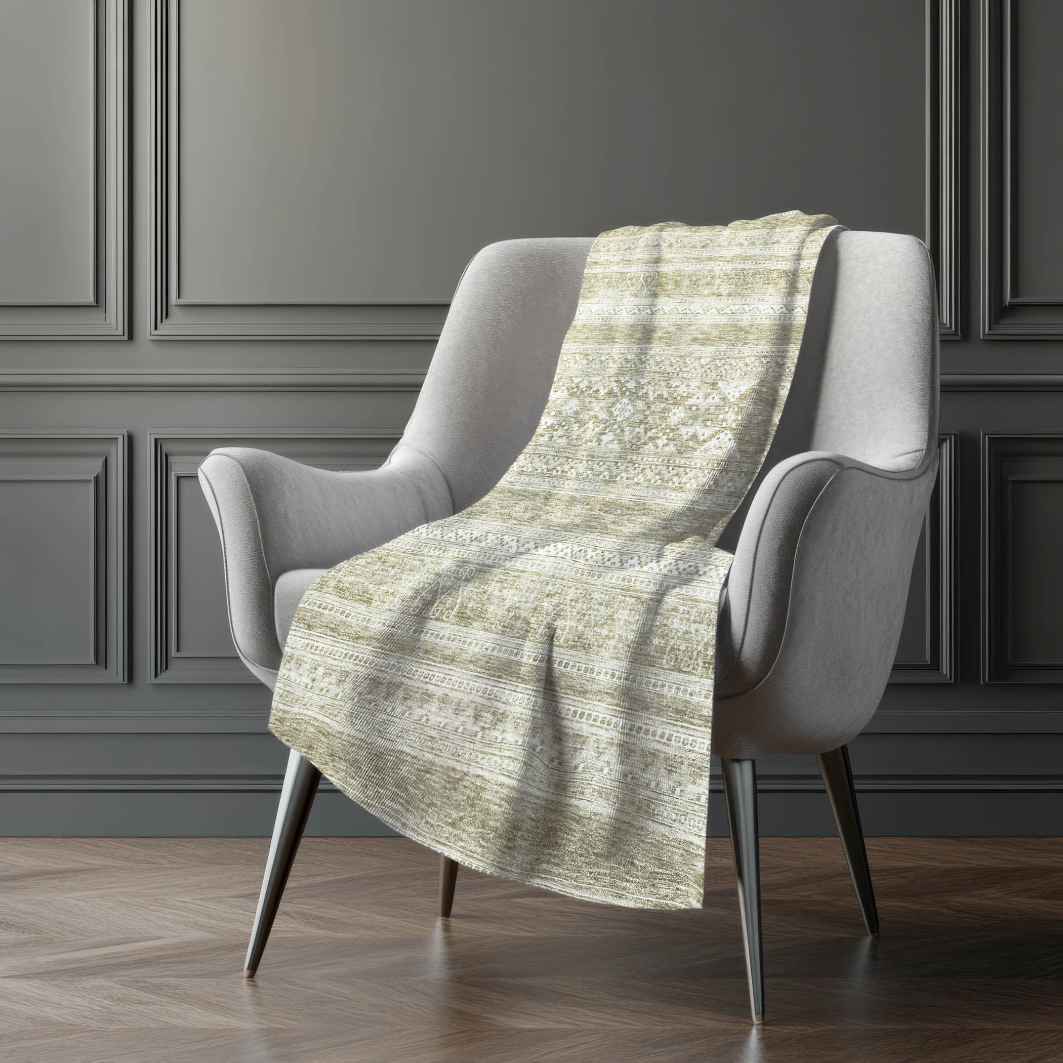 Southwest Khaki Washable Indoor-Outdoor Rug