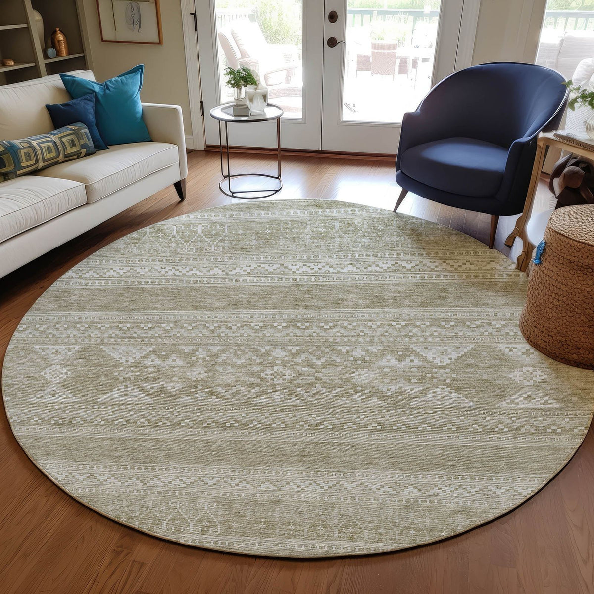 Addison Rugs Southwest Khaki Washable Indoor-Outdoor Rug