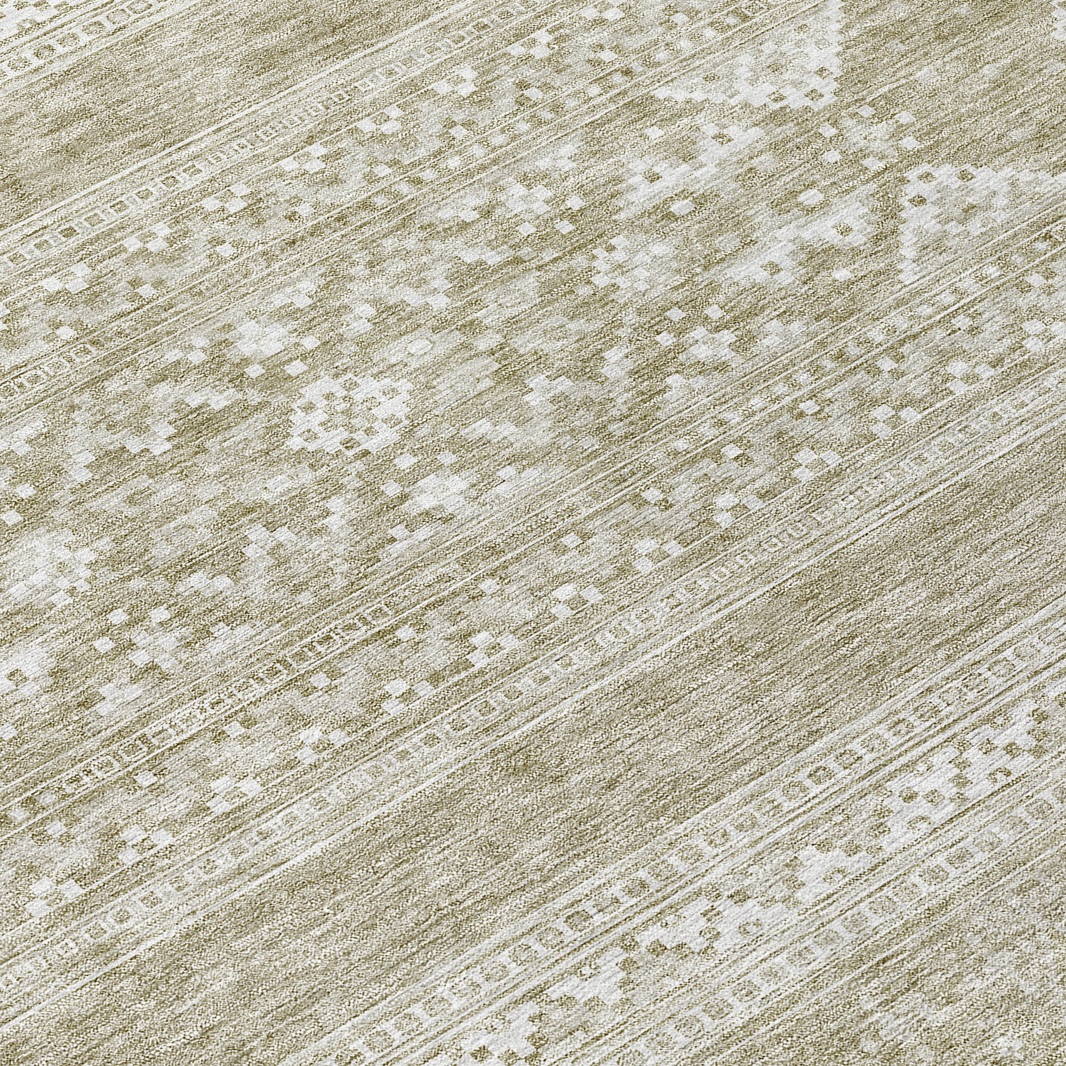 Southwest Khaki Washable Indoor-Outdoor Rug