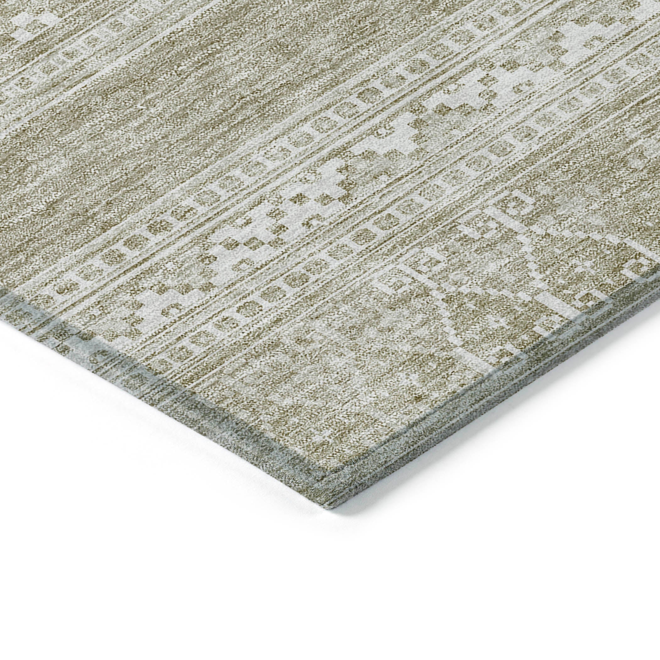Southwest Khaki Washable Indoor-Outdoor Rug