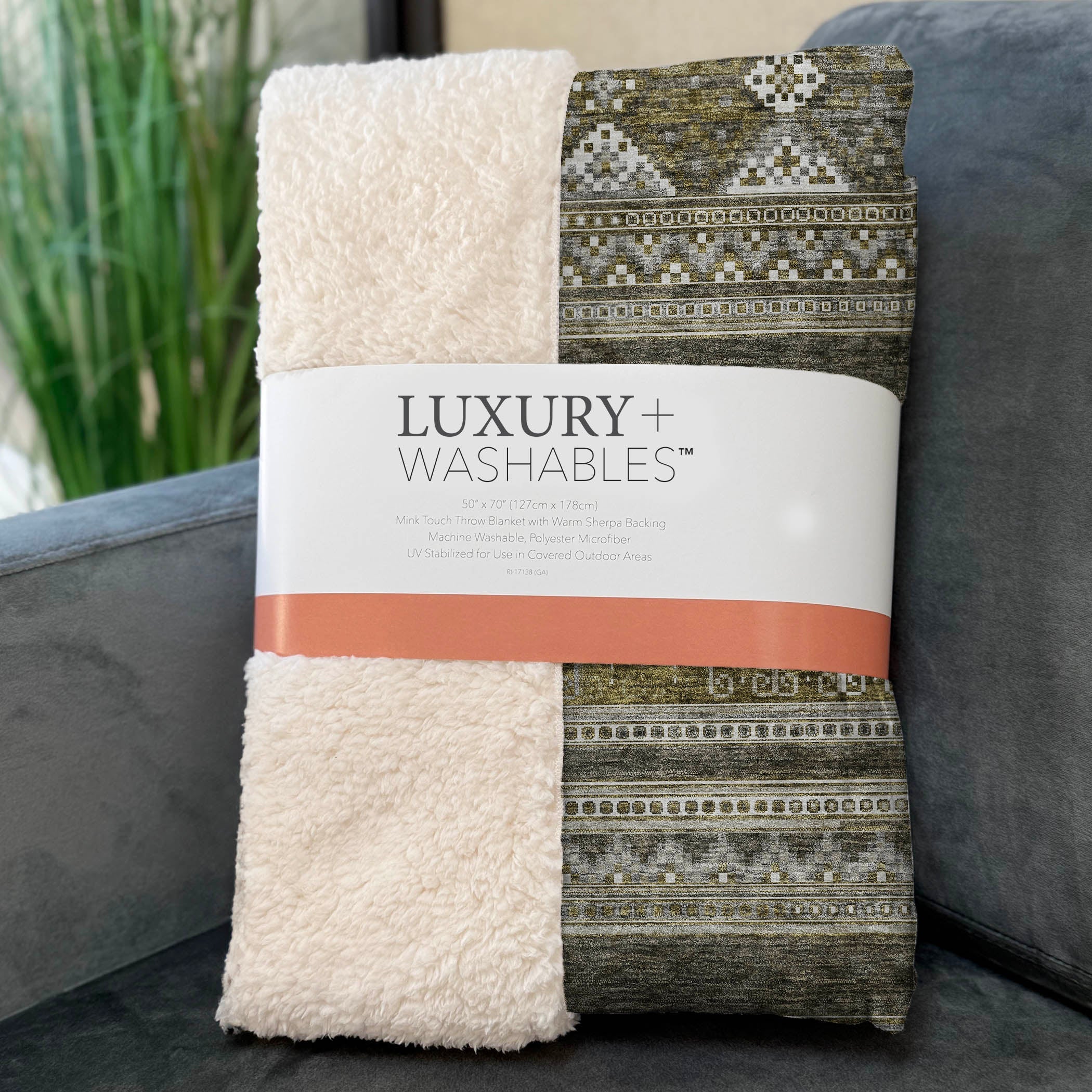 Southwest Taupe Washable Indoor-Outdoor Rug