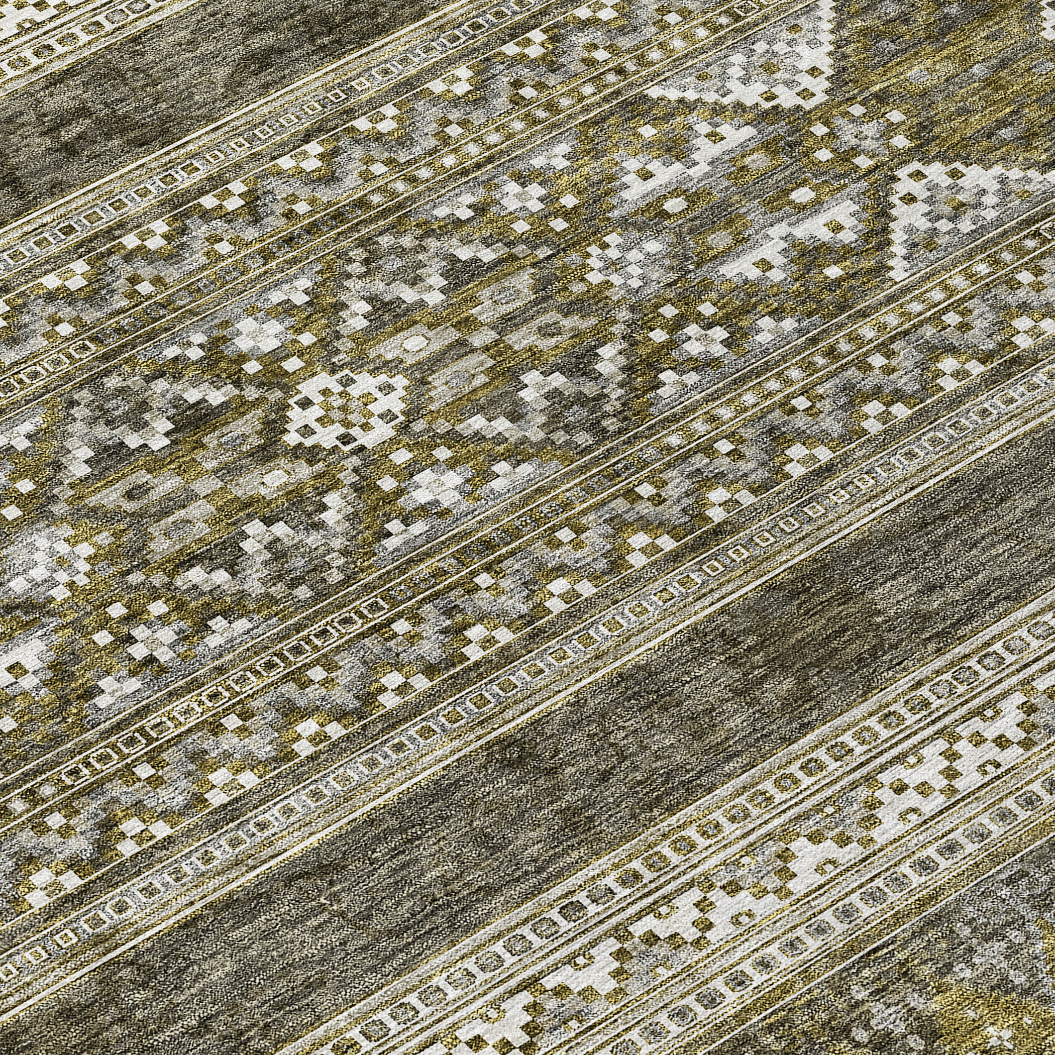 Southwest Taupe Washable Indoor-Outdoor Rug