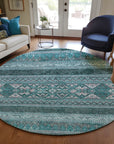 Southwest Teal Washable Indoor-Outdoor Rug
