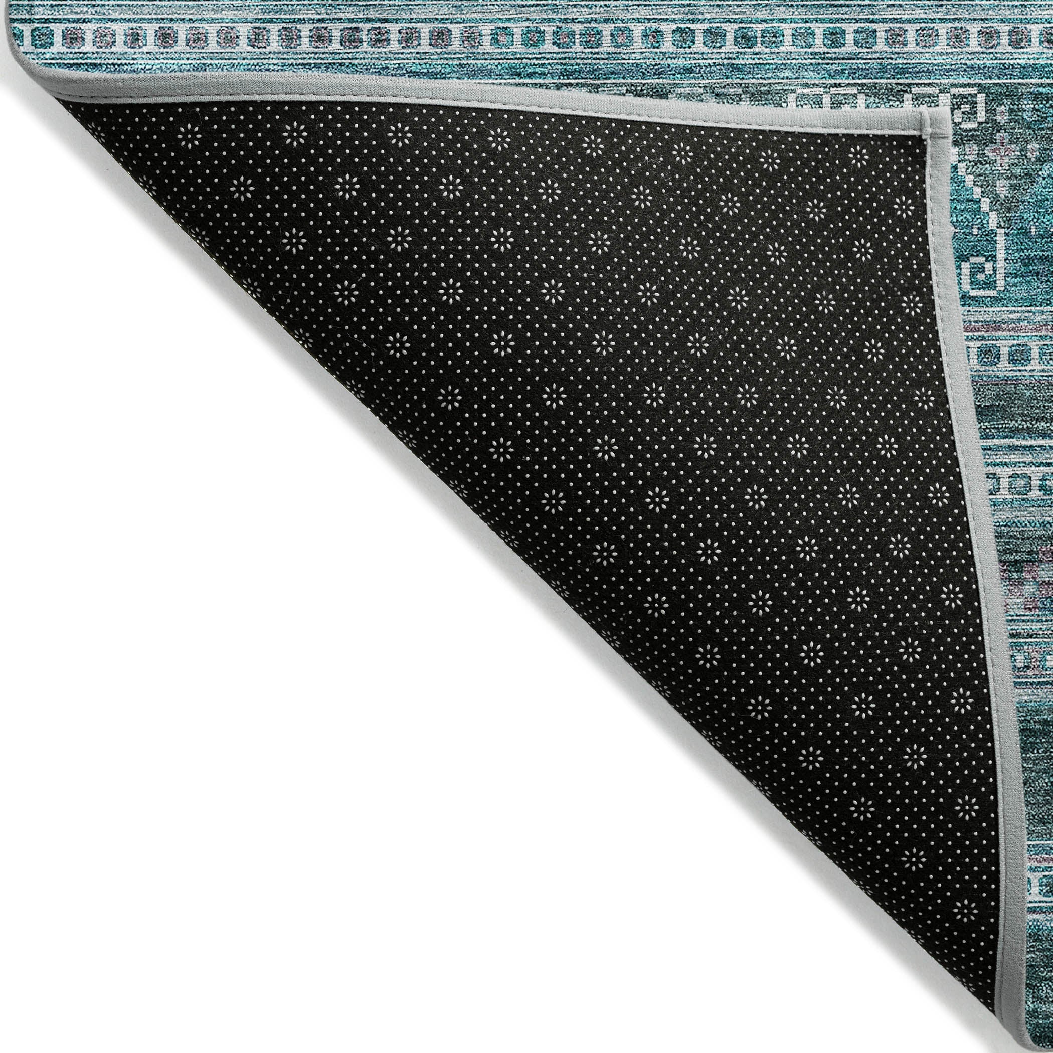 Southwest Teal Washable Indoor-Outdoor Rug
