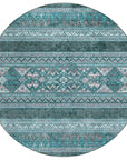 Southwest Teal Washable Indoor-Outdoor Rug