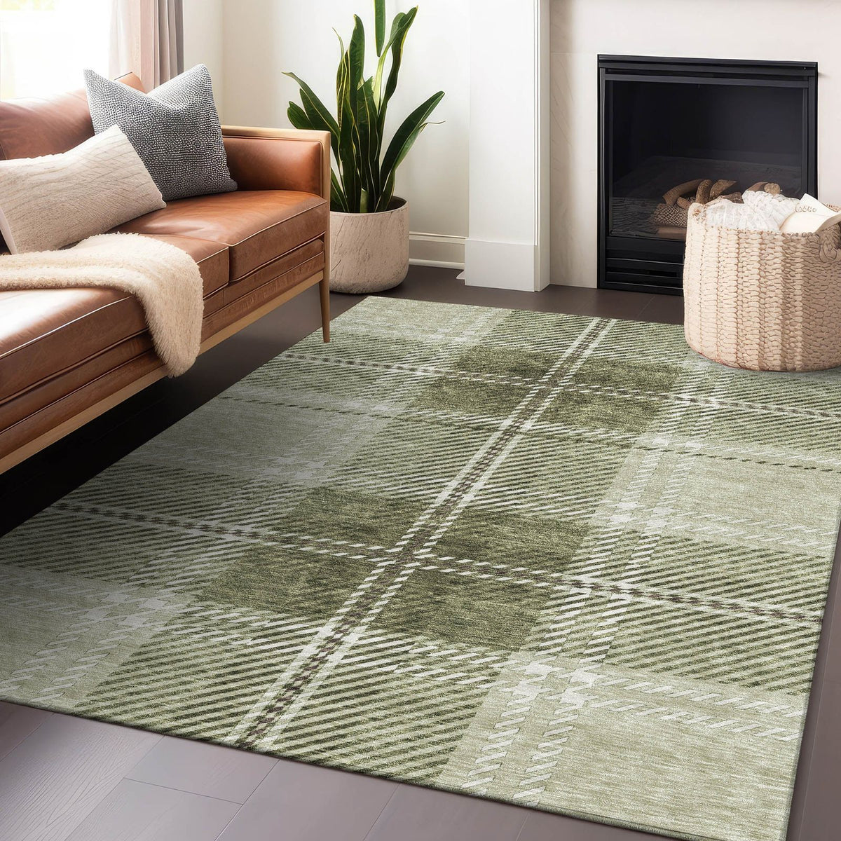 Addison Rugs Spiral Whispers Aloe Washable Indoor-Outdoor Rug