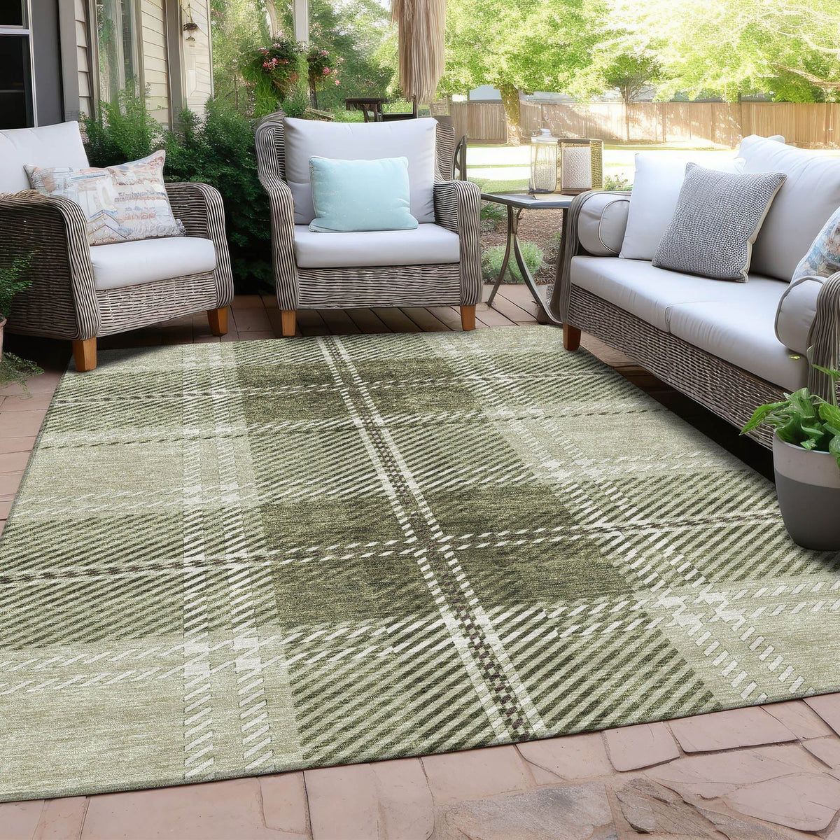 Addison Rugs Spiral Whispers Aloe Washable Indoor-Outdoor Rug