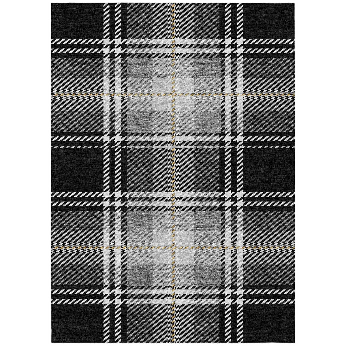 Addison Rugs Spiral Whispers Black Washable Indoor-Outdoor Rug
