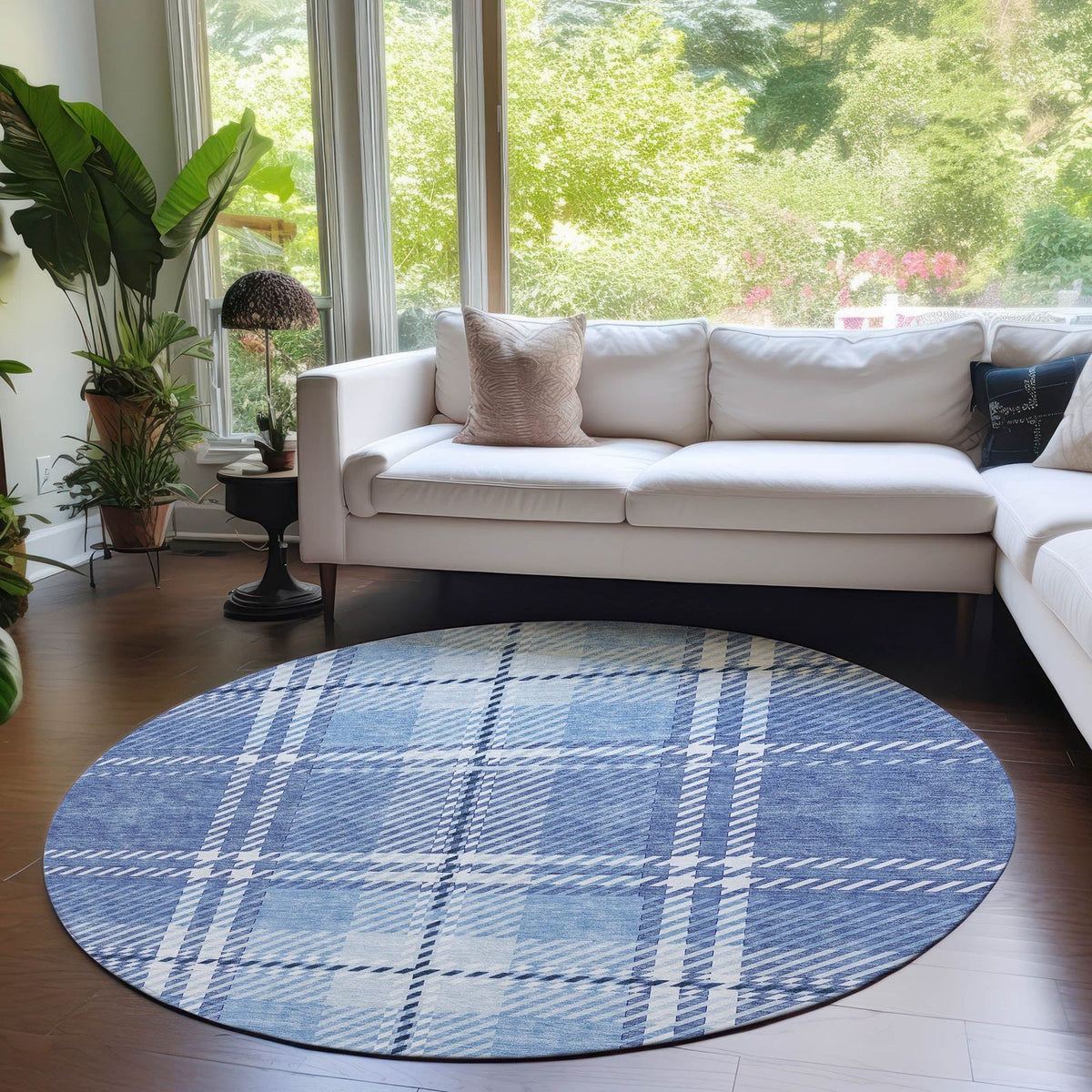 Addison Rugs Spiral Whispers Blue Washable Indoor-Outdoor Rug