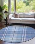 Spiral Whispers Blue Washable Indoor-Outdoor Rug