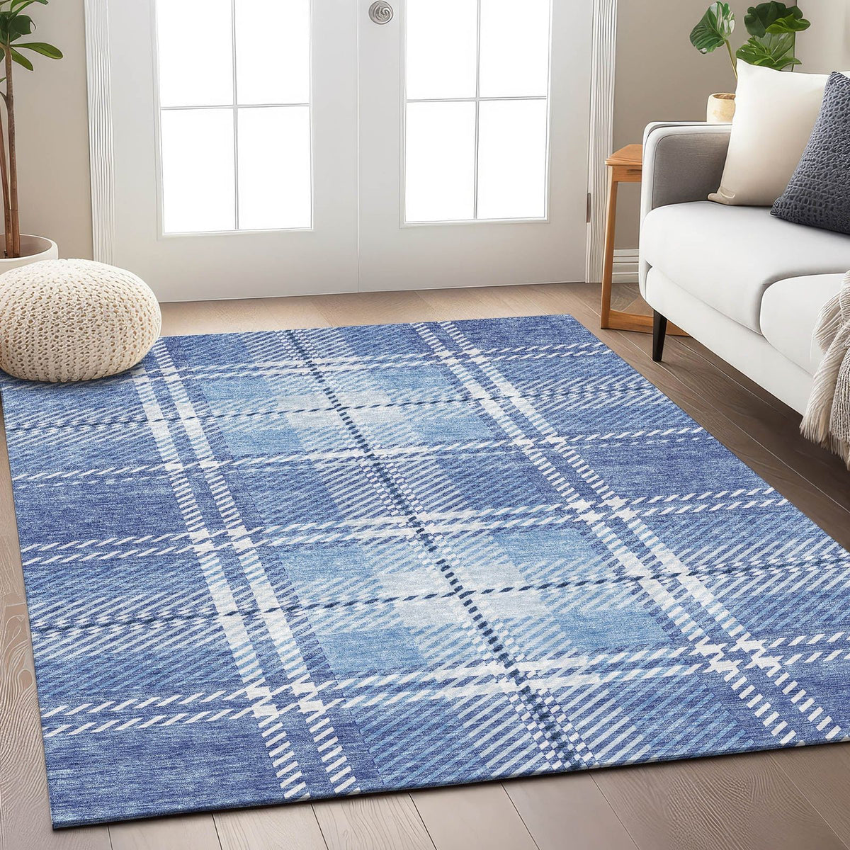 Addison Rugs Spiral Whispers Blue Washable Indoor-Outdoor Rug