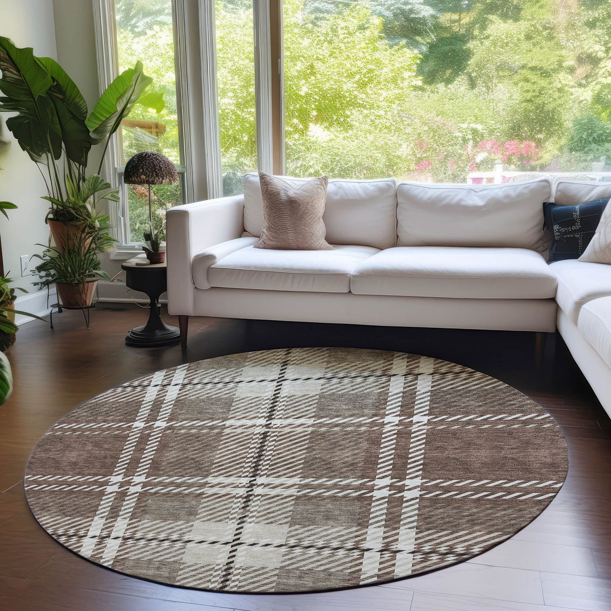 Addison Rugs Spiral Whispers Brown Washable Indoor-Outdoor Rug