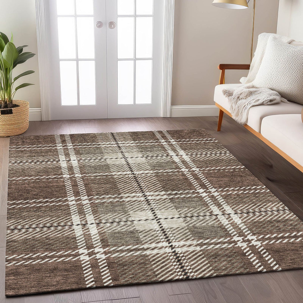 Addison Rugs Spiral Whispers Brown Washable Indoor-Outdoor Rug