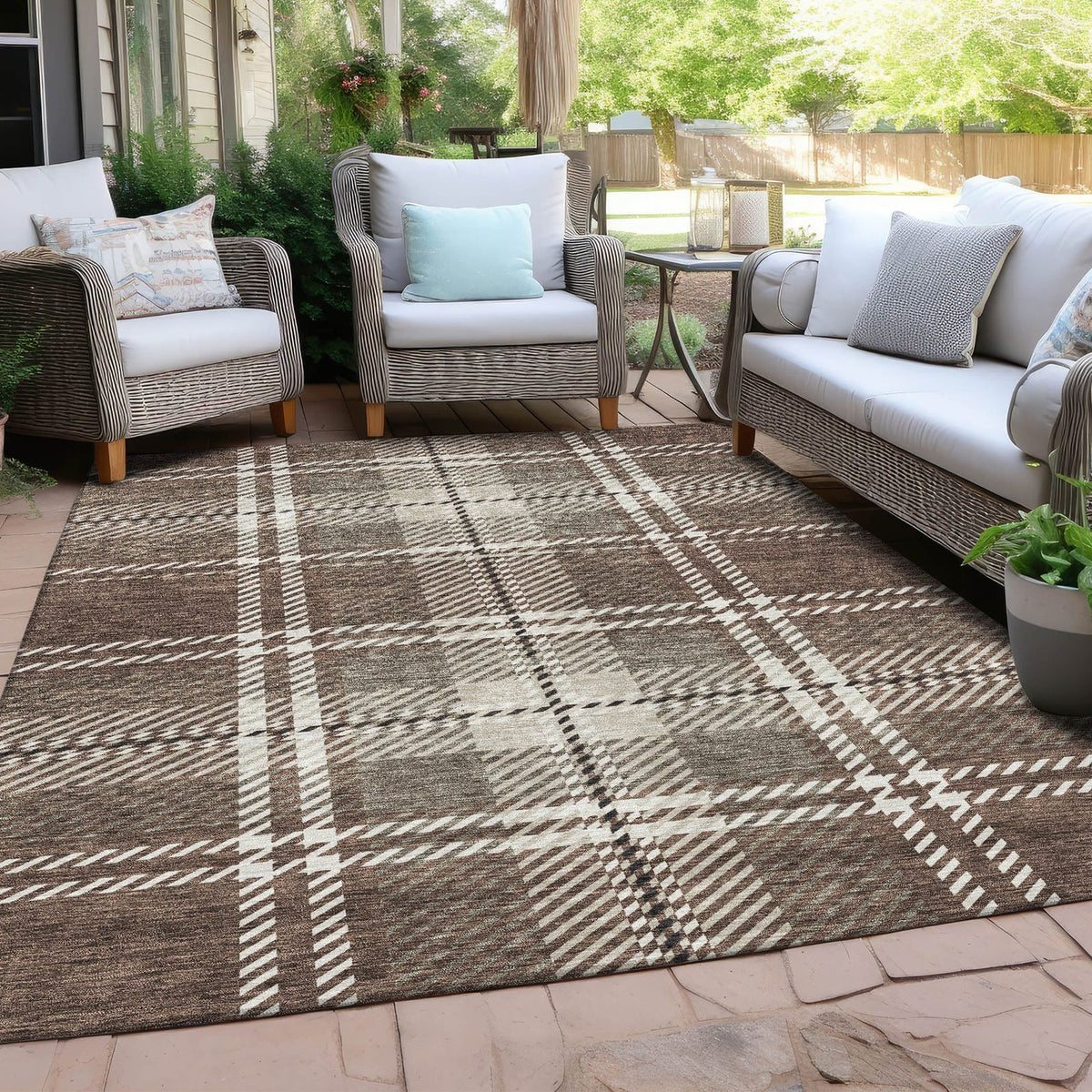 Addison Rugs Spiral Whispers Brown Washable Indoor-Outdoor Rug
