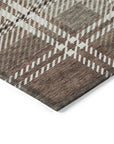 Spiral Whispers Brown Washable Indoor-Outdoor Rug