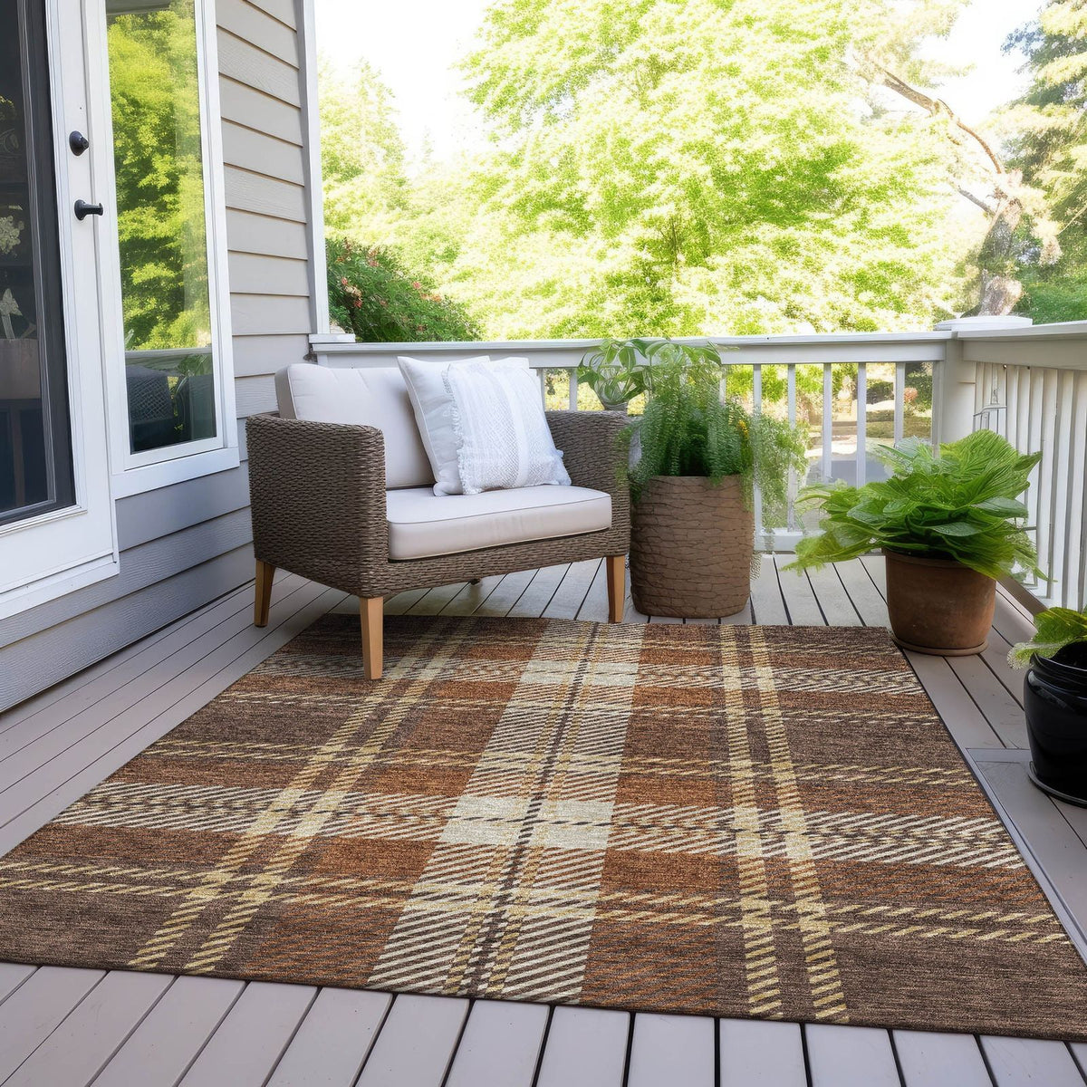Addison Rugs Spiral Whispers Chocolate Washable Indoor-Outdoor Rug