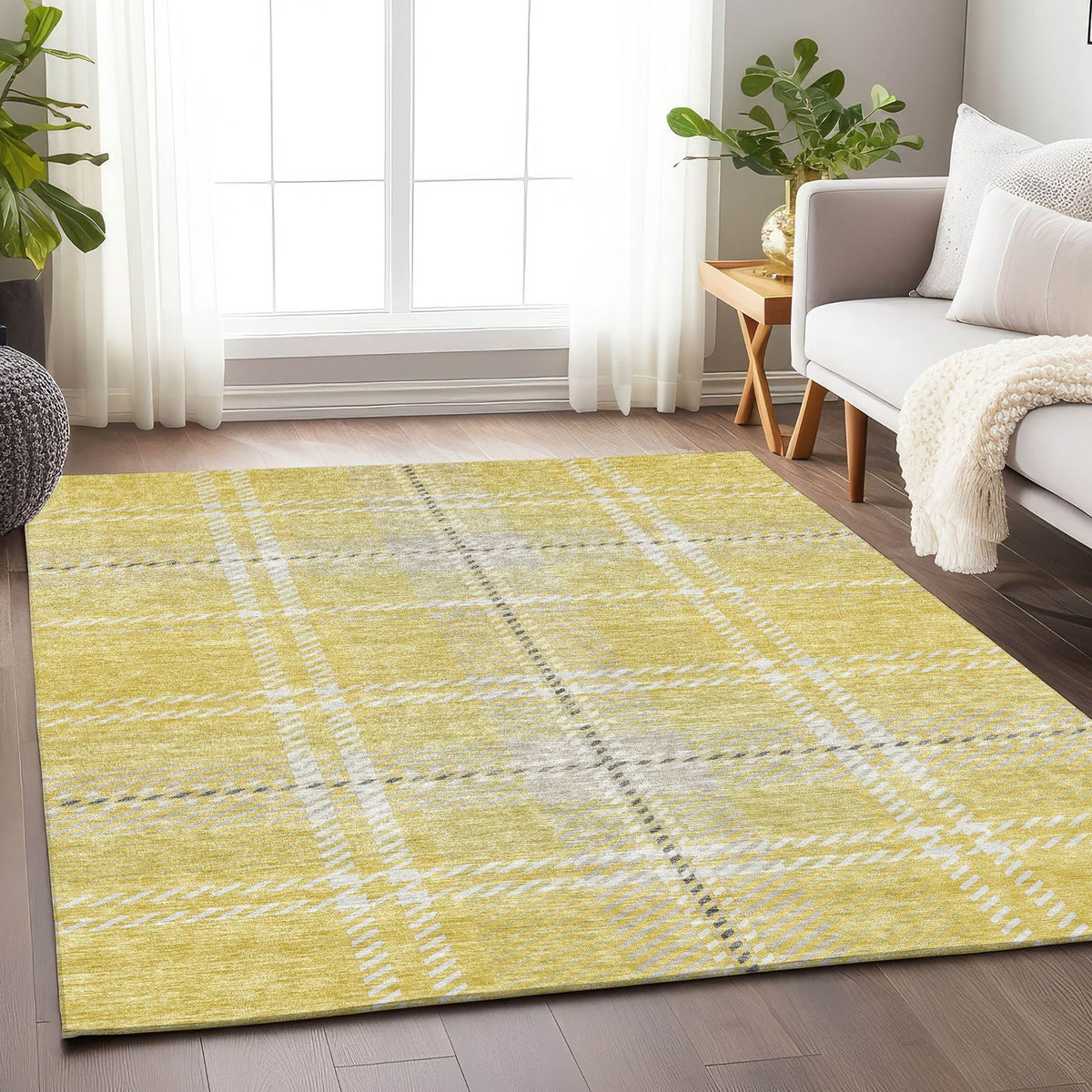 Addison Rugs Spiral Whispers Gold Washable Indoor-Outdoor Rug