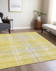 Spiral Whispers Gold Washable Indoor-Outdoor Rug