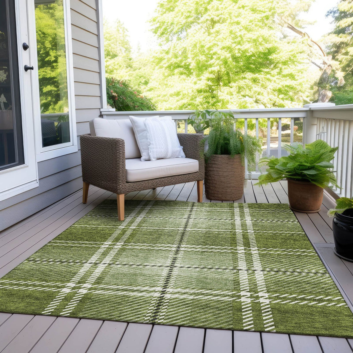 Addison Rugs Spiral Whispers Green Washable Indoor-Outdoor Rug