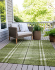 Spiral Whispers Green Washable Indoor-Outdoor Rug