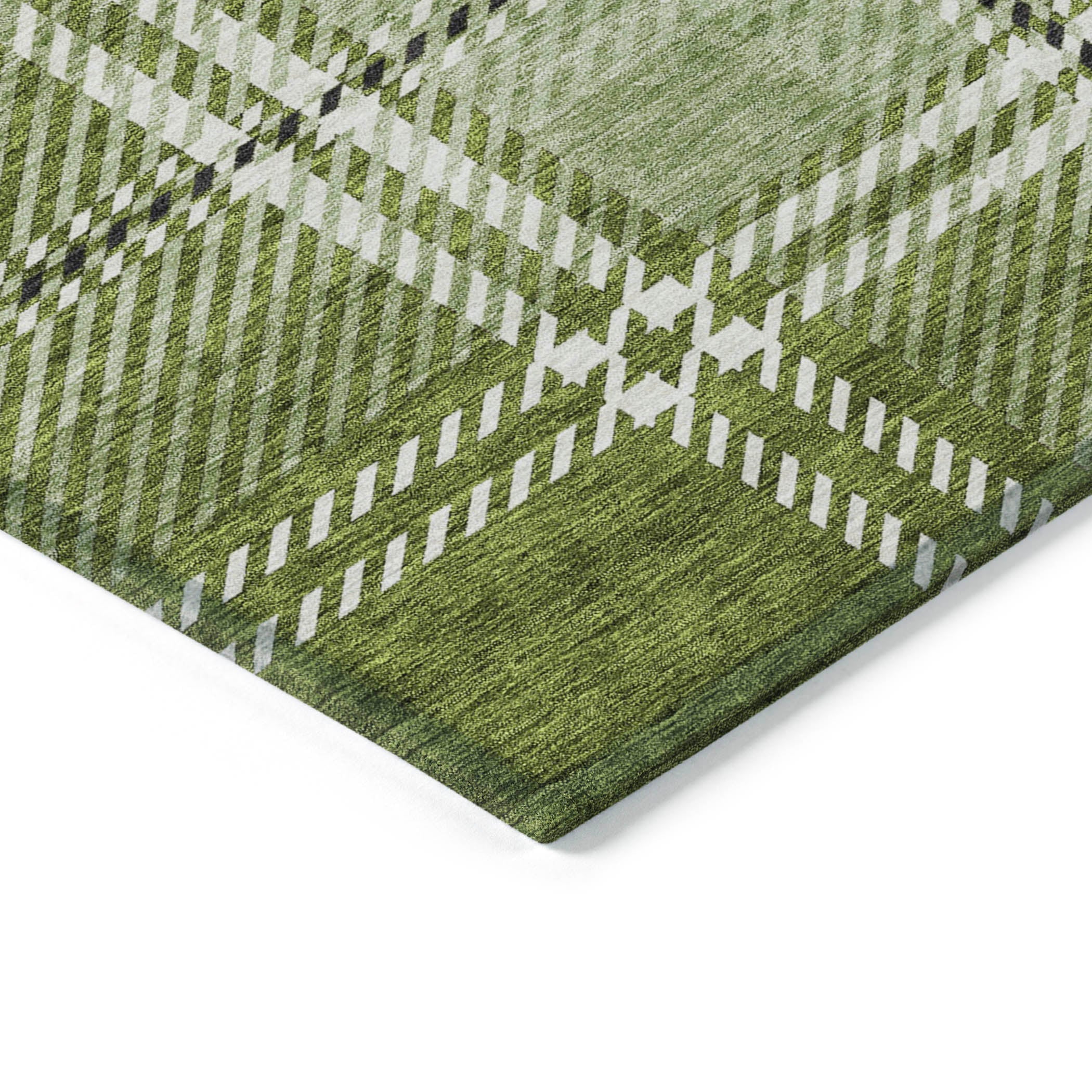 Spiral Whispers Green Washable Indoor-Outdoor Rug