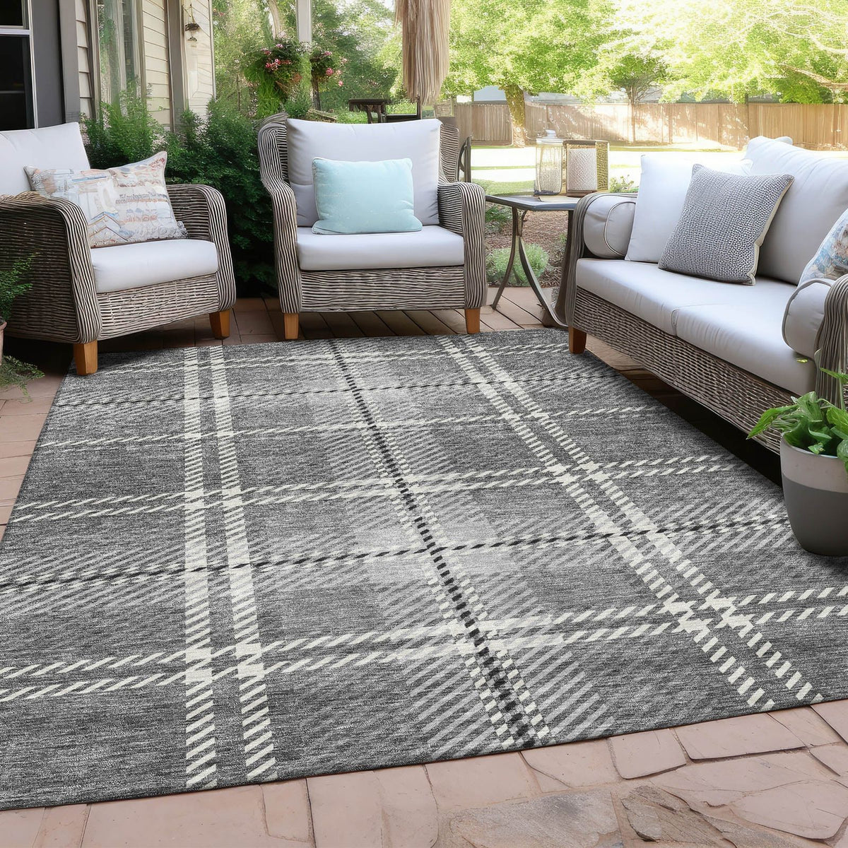Addison Rugs Spiral Whispers Grey Washable Indoor-Outdoor Rug