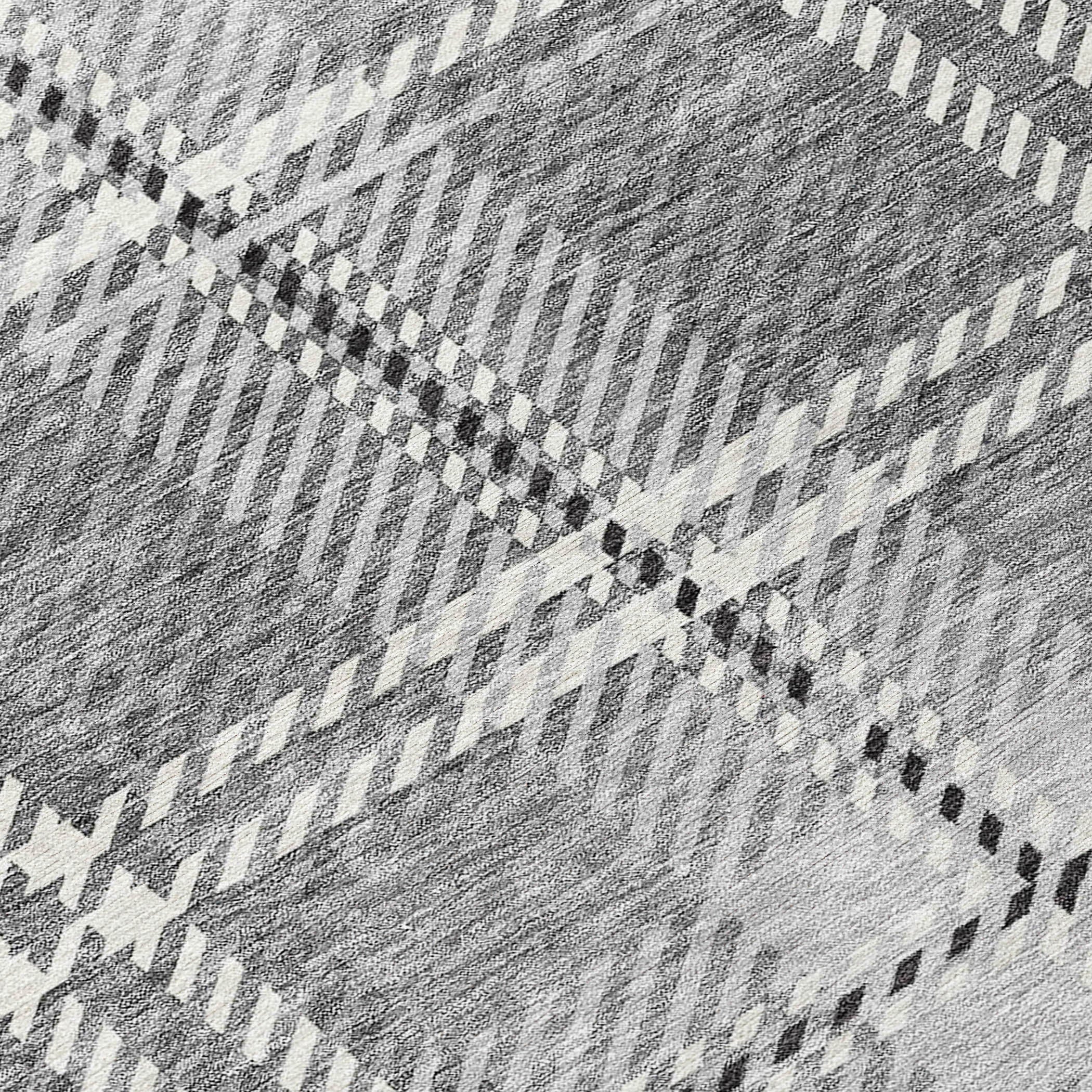 Spiral Whispers Grey Washable Indoor-Outdoor Rug