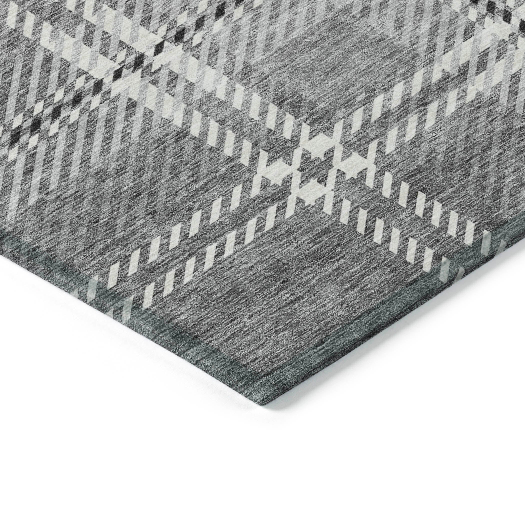 Spiral Whispers Grey Washable Indoor-Outdoor Rug