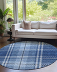 Spiral Whispers Navy Washable Indoor-Outdoor Rug