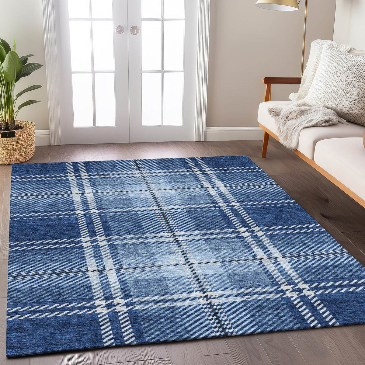 Addison Rugs Spiral Whispers Navy Washable Indoor-Outdoor Rug