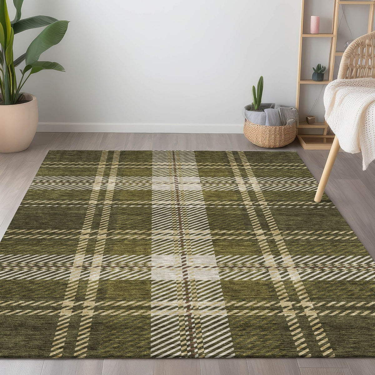 Addison Rugs Spiral Whispers Olive Washable Indoor-Outdoor Rug
