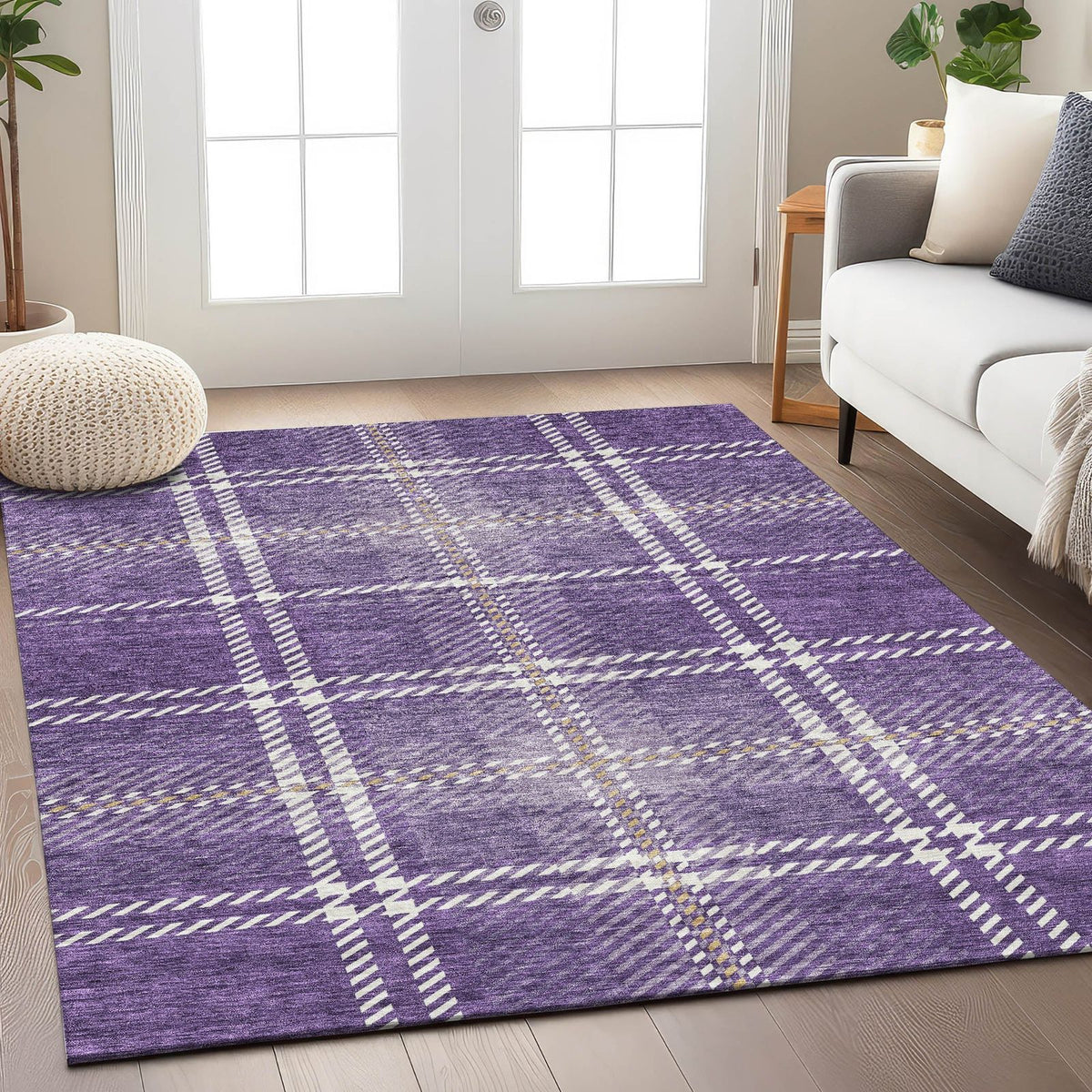 Addison Rugs Spiral Whispers Purple Washable Indoor-Outdoor Rug