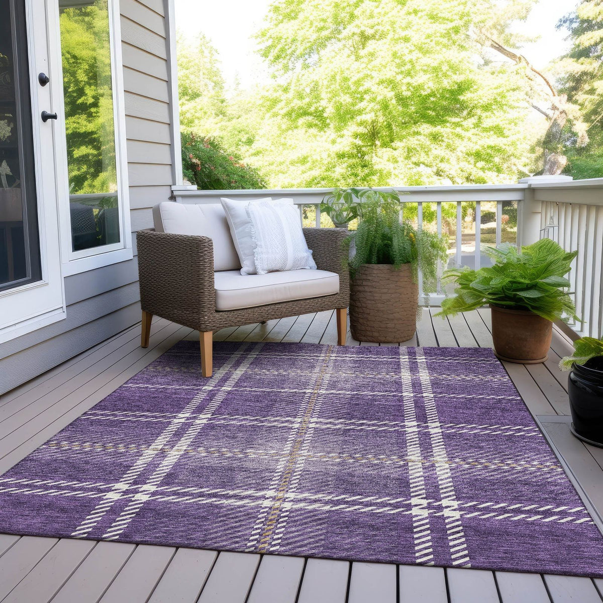 Addison Rugs Spiral Whispers Purple Washable Indoor-Outdoor Rug