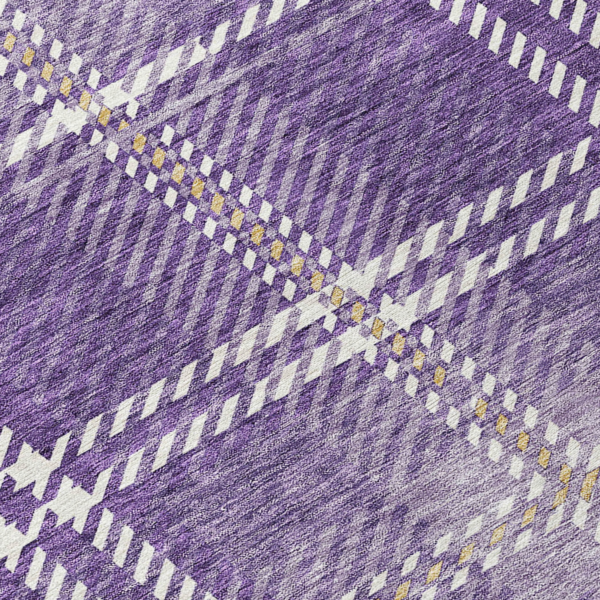Spiral Whispers Purple Washable Indoor-Outdoor Rug