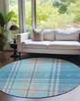 Spiral Whispers Teal Washable Indoor-Outdoor Rug