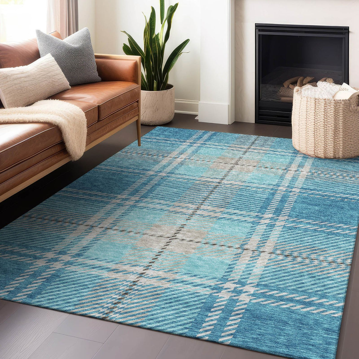 Addison Rugs Spiral Whispers Teal Washable Indoor-Outdoor Rug