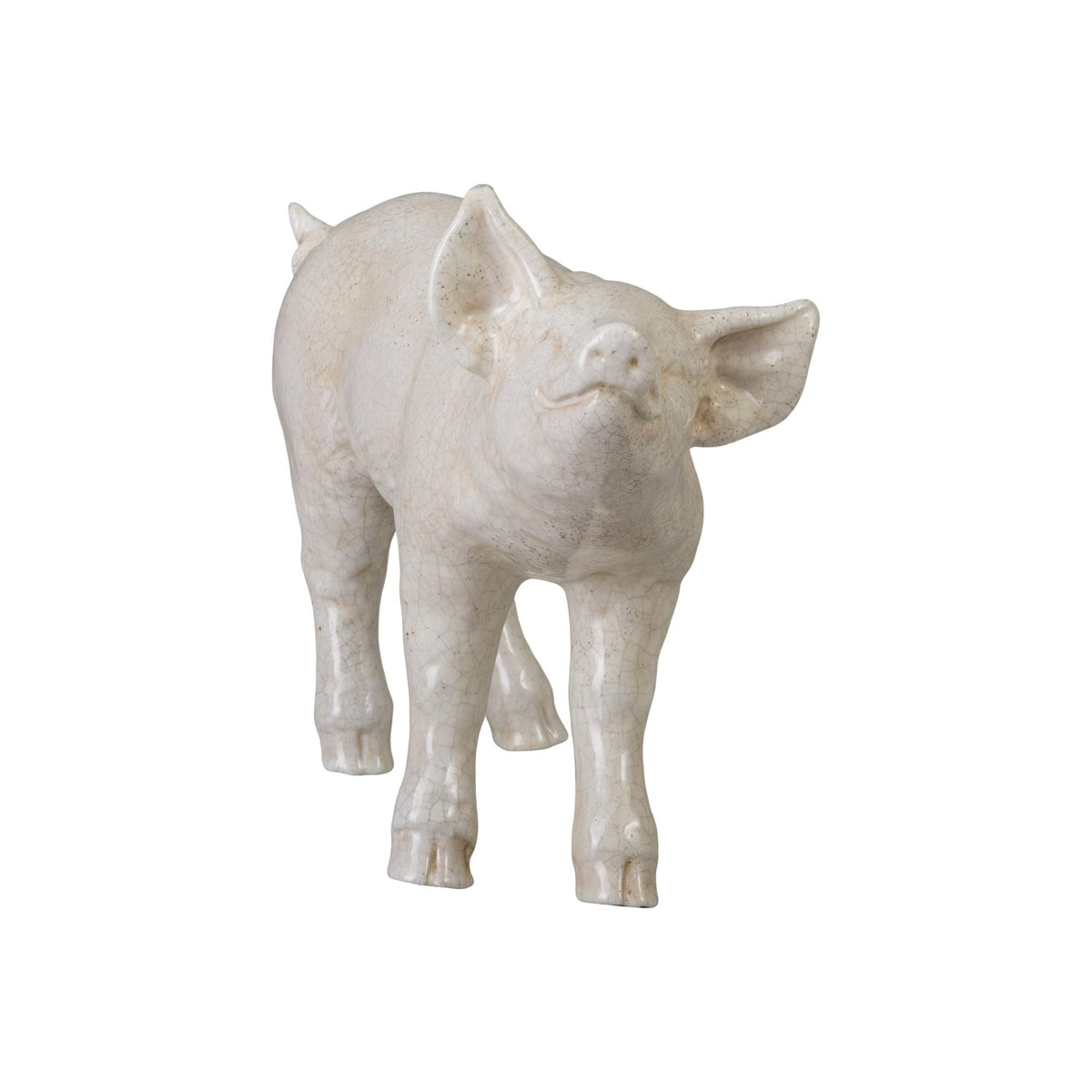 Emissary Standing Pig White Ceramic Sculpture