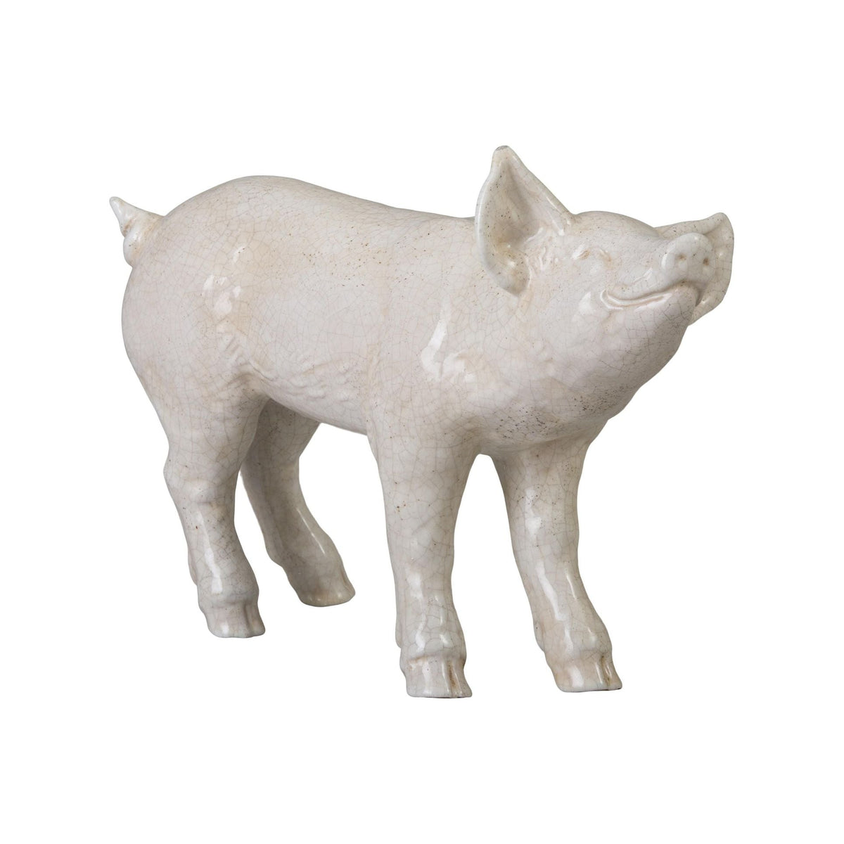 Emissary Standing Pig White Ceramic Sculpture