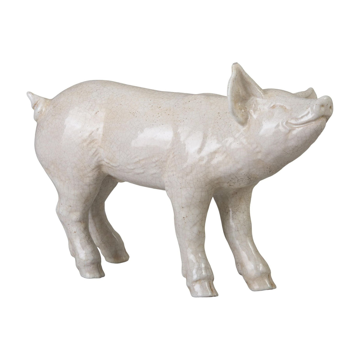 Emissary Standing Pig White Ceramic Sculpture