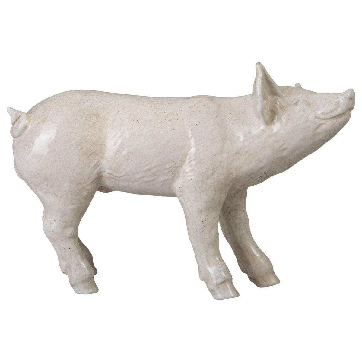 Emissary Standing Pig White Ceramic Sculpture