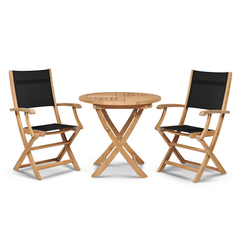 HiTeak Stella Durable Teak Patio Round Bistro Set 3PC