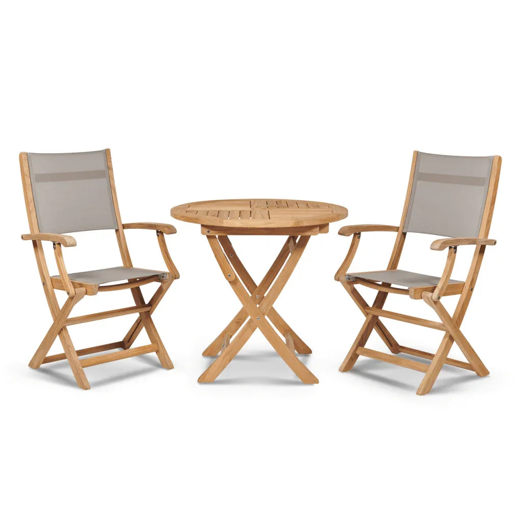 HiTeak Stella Durable Teak Patio Round Bistro Set 3PC