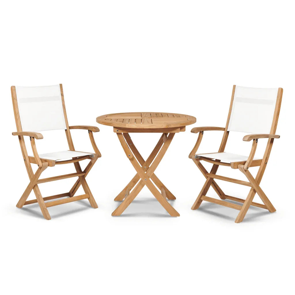 HiTeak Stella Durable Teak Patio Round Bistro Set 3PC