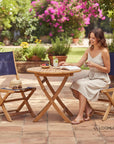 HiTeak Stella Teak Armless Patio Round Bistro Set 3PC