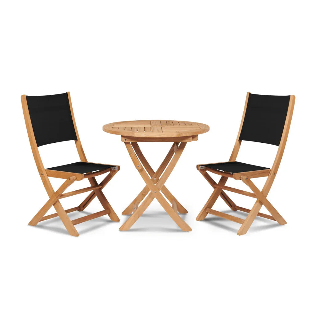 HiTeak Stella Teak Armless Patio Round Bistro Set 3PC